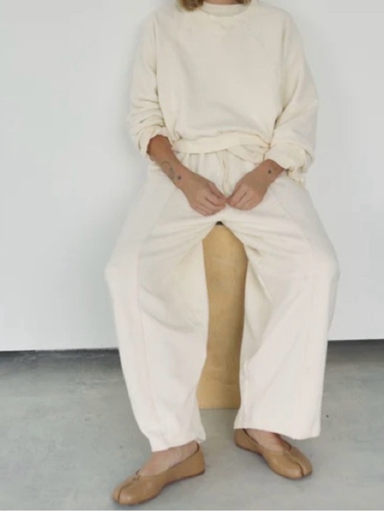 Boheme Pants - Boheme Barrel Sweat Pants in Cream size S 100% cotton